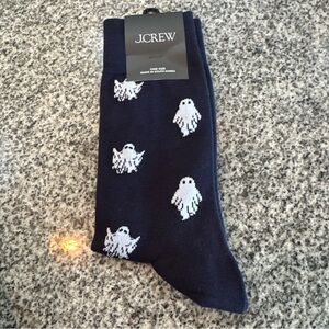 J. Crew Mens Trouser Socks Halloween Ghost Print One Size